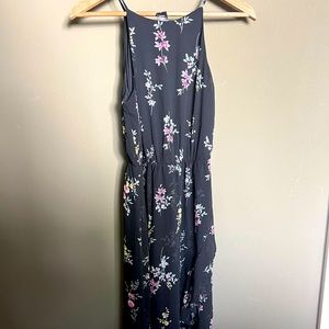 Aqua Black floral dress